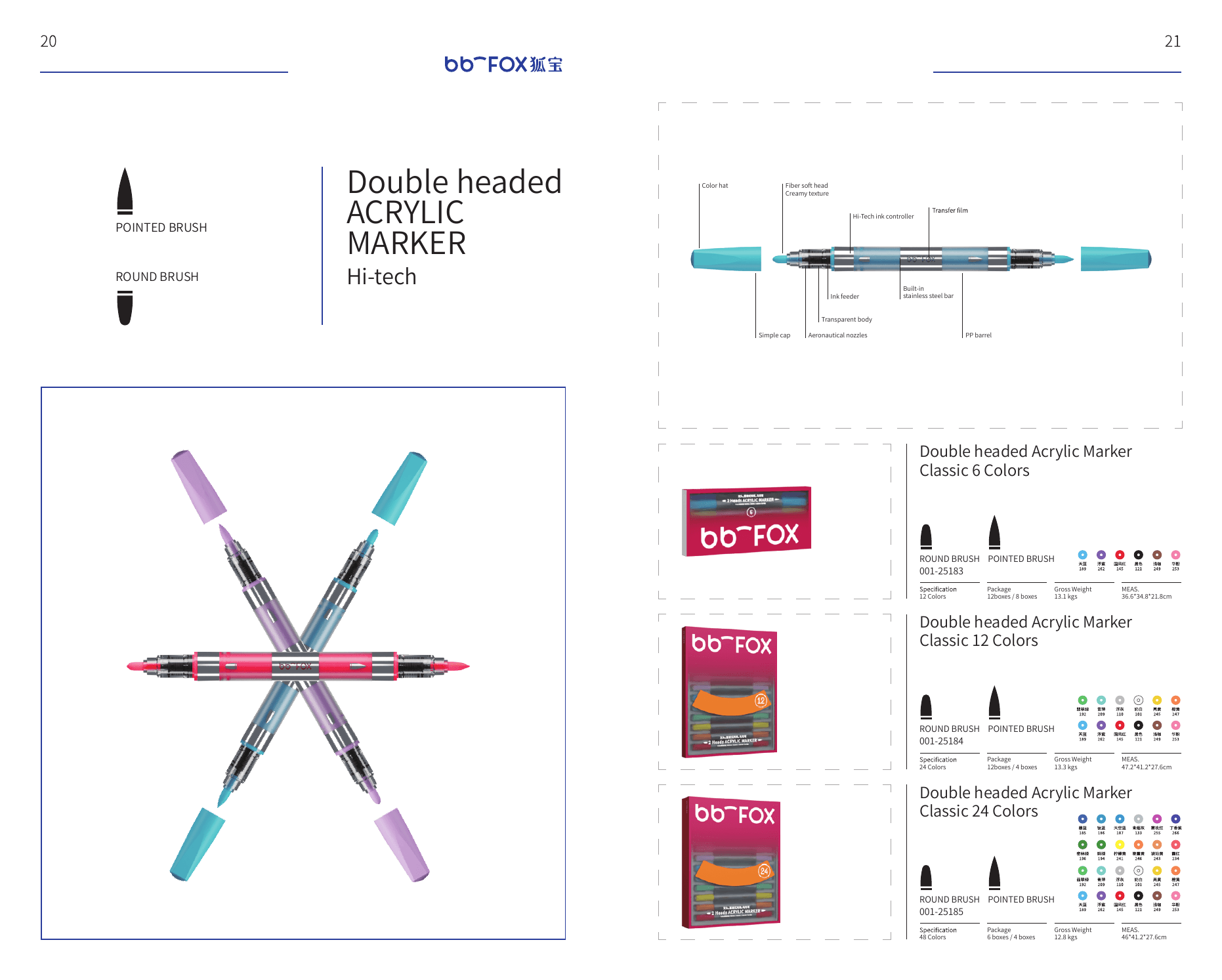 Hi-tech Acrylic Marker Classic 6 Colors (PP Barrel)